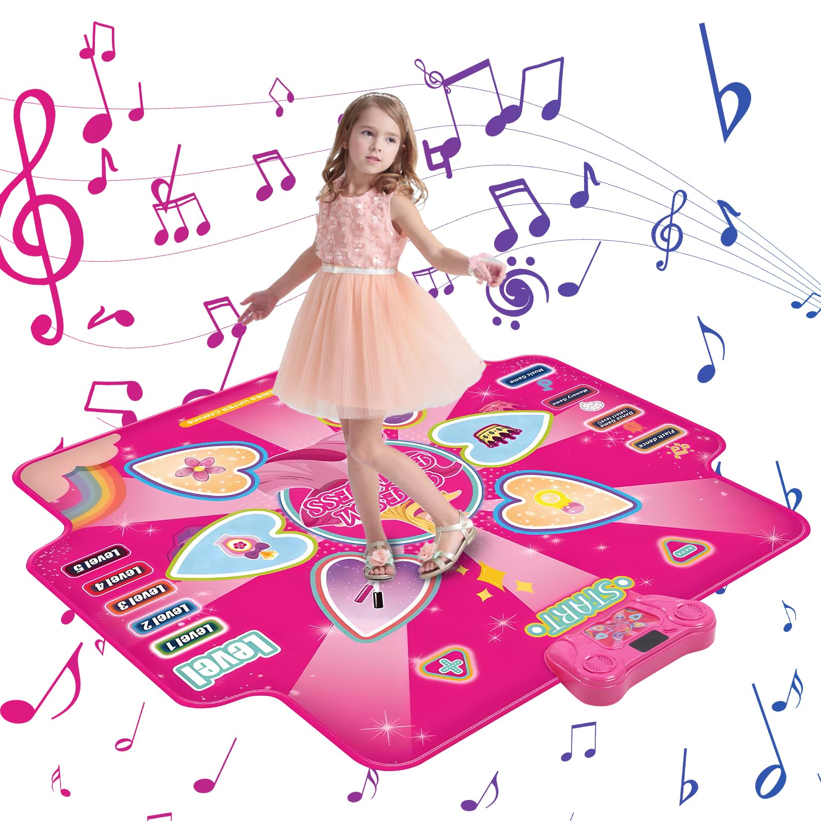MJIAHOMDEC Kids Play Mats Kids Area Rug Non Skid Dance Mat for Girls Boys Music Kid Play Mat Dance Mats Carpet for Christmas Holiday