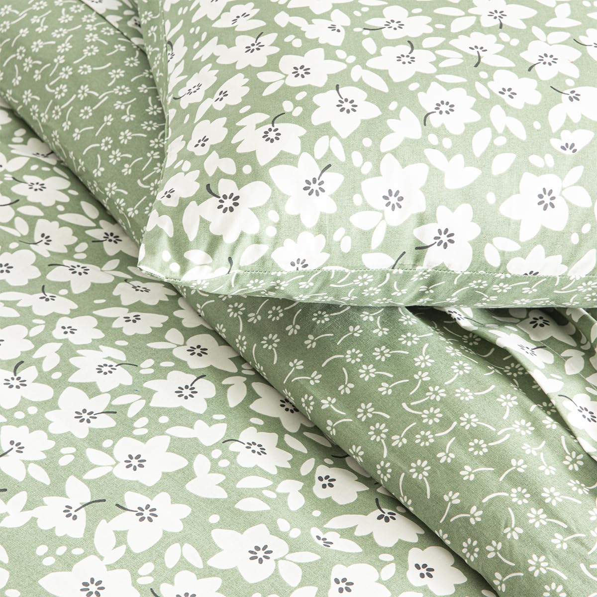 Printed Lyocell Duvet Cover, Emma, 240 x 220 cm, Origin, Khaki Green - Image 3