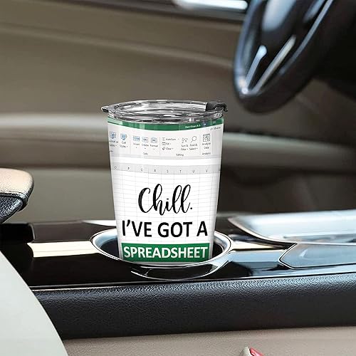 Miniatura 5 de Vaso de contador de 20 onzas con tapa de acero inoxidable aislado de Excel para contador, para hombres y mujeres, CFO de CPA, compañero de trabajo