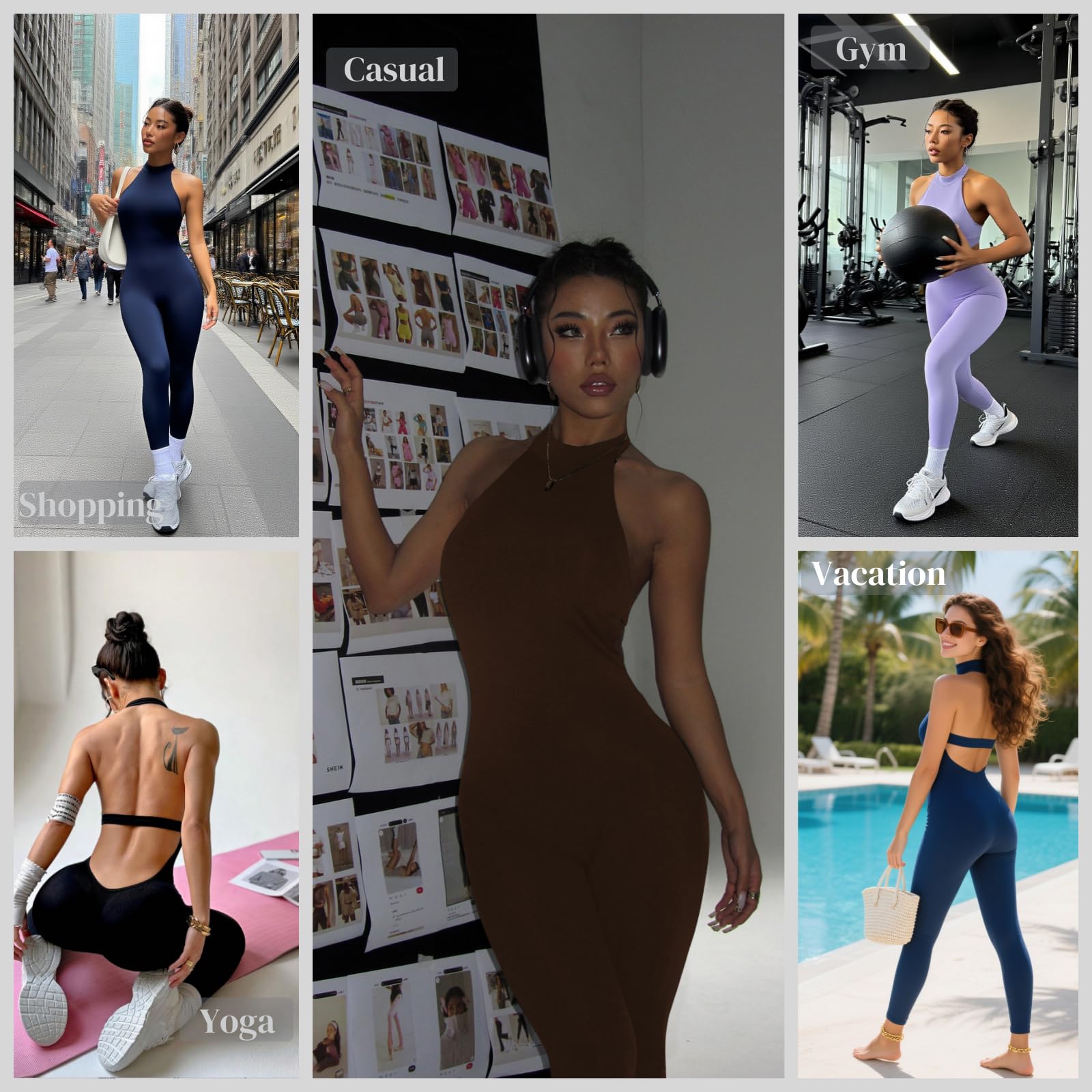 Mono de una pieza para mujer Deportivo sin Costuras Ajustado sin espalda Elástico Elegante Body Overol Ropa Deportiva Gimnasio Yoga