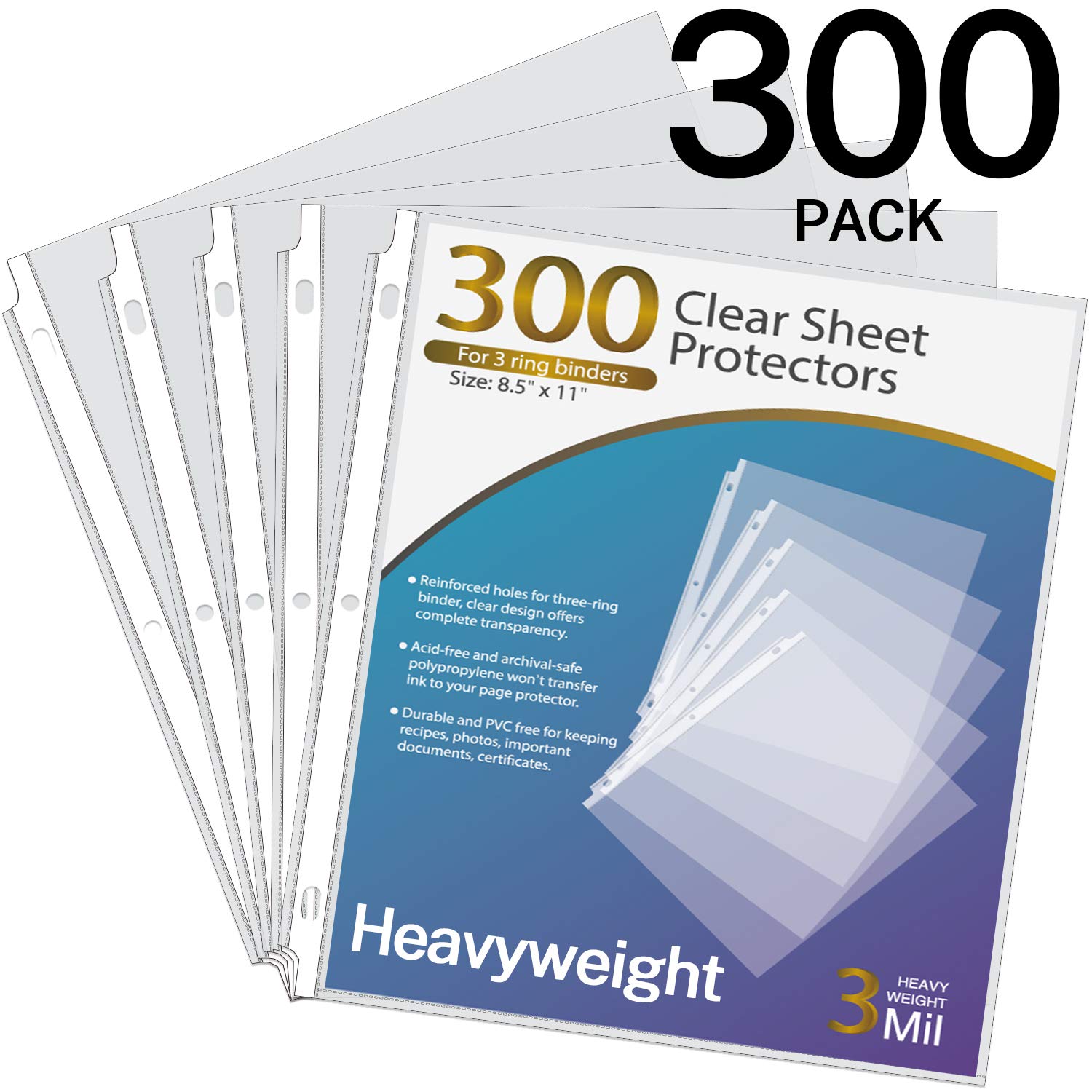 Buy KTRIO Heavyweight Sheet Protectors 8.5 x 11 inch, 3 Mil Clear Page