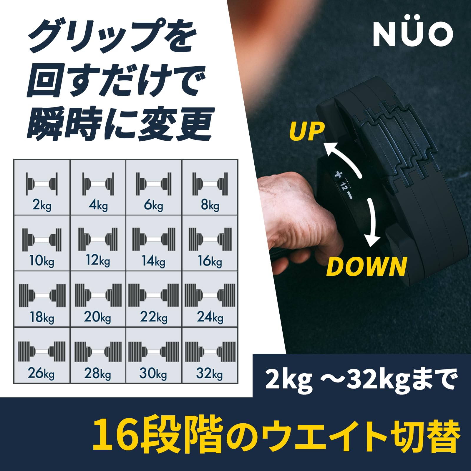 ②BODYTECH 可変式ダンベル 4kg刻み32kg ボディテック Amazon | ボディテック FLEXBELL(フレックスベル) 2kg刻み 20kg 10段階