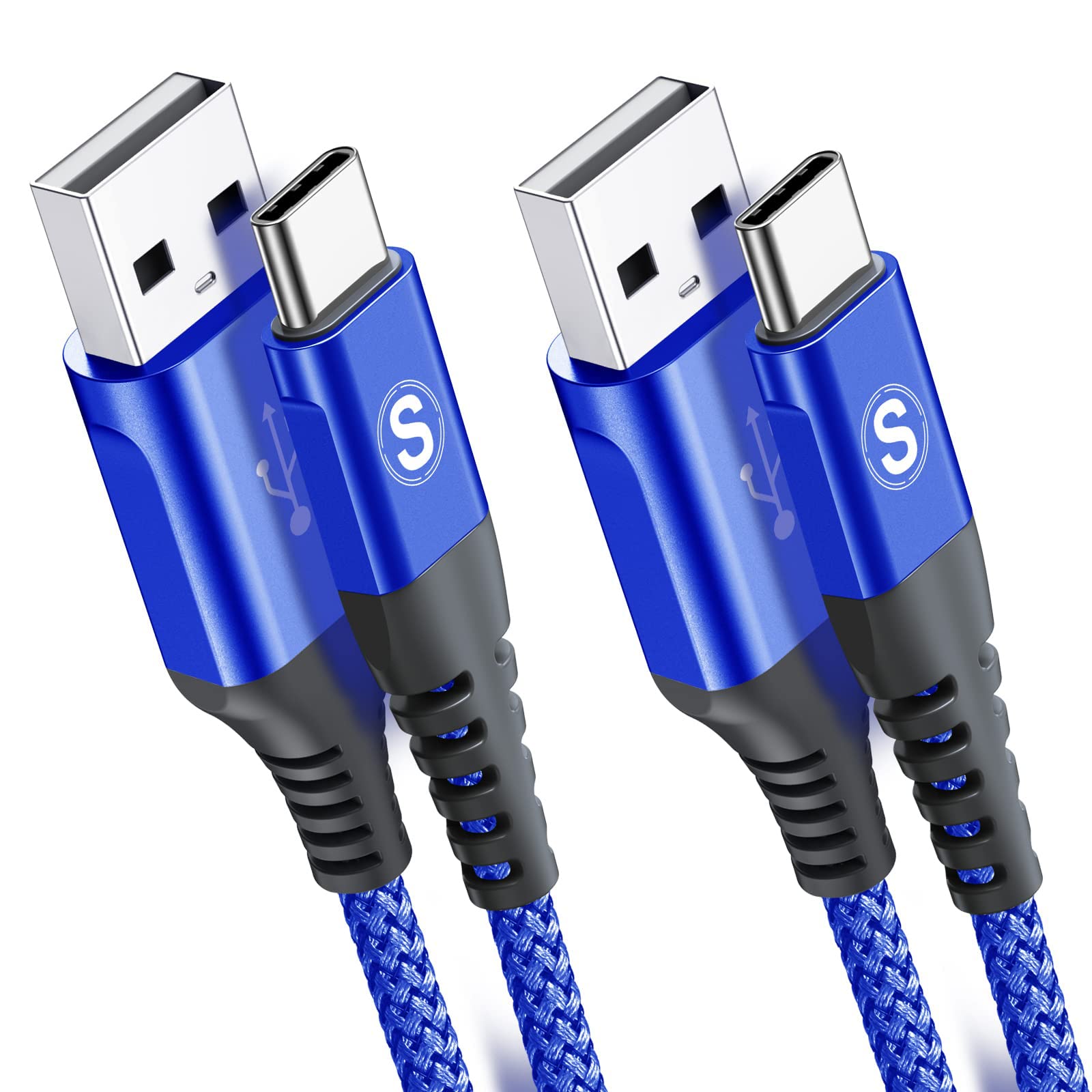 Cavo USB C 2 pezzi 1m, Cavo USB tipo C di ricarica in nylon tipo C, per Samsung Galaxy S10 S9 S8 Plus, Note10, Note9, M31, M20, A20e, A71, A51, A50, A40, A10e, A7, Mi9, Mi8,Redmi 8 Pro,LG.G7