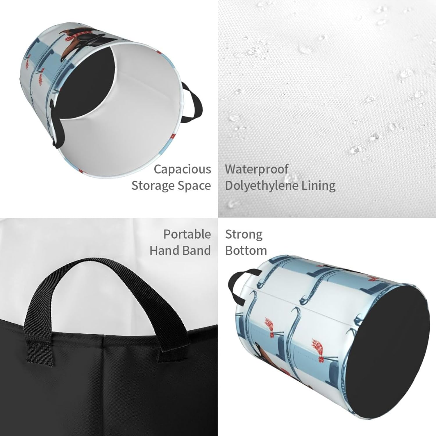 Parisian Dachshund Laundry Basket Foldable Waterproof Laundry Hamper Clothes Storage Bin With Handles Oxford Cloth Toy Organizer Basket For Bathroom Laundry Bedroom Small image 4