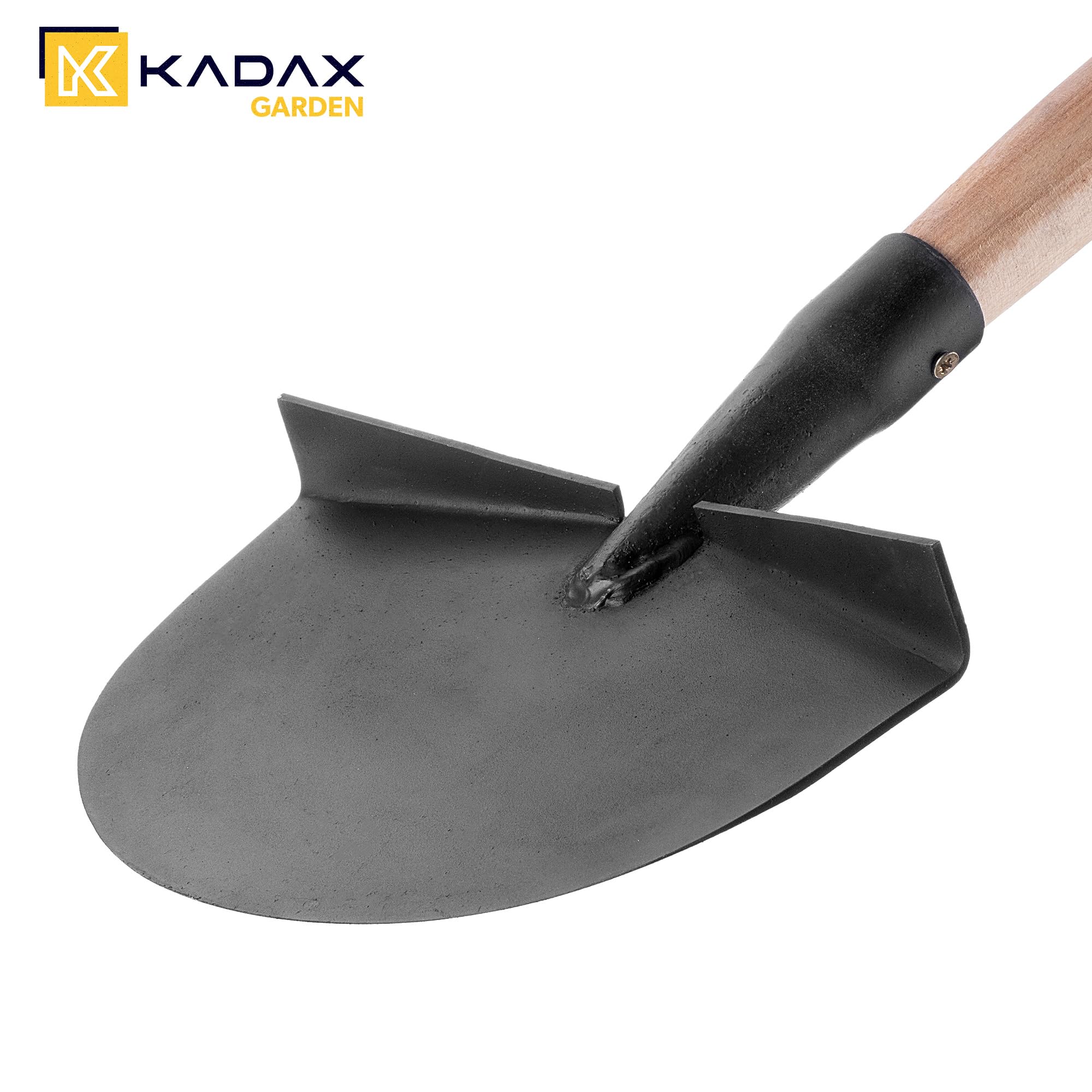 KADAX Rasenkantenstecher mit Langem Holzstiel und Gehärteter Stahlblatt, Gartengerät zur Präzisen Abtrennung von Rasenkanten, Kantenstecher (Mit Stiel)