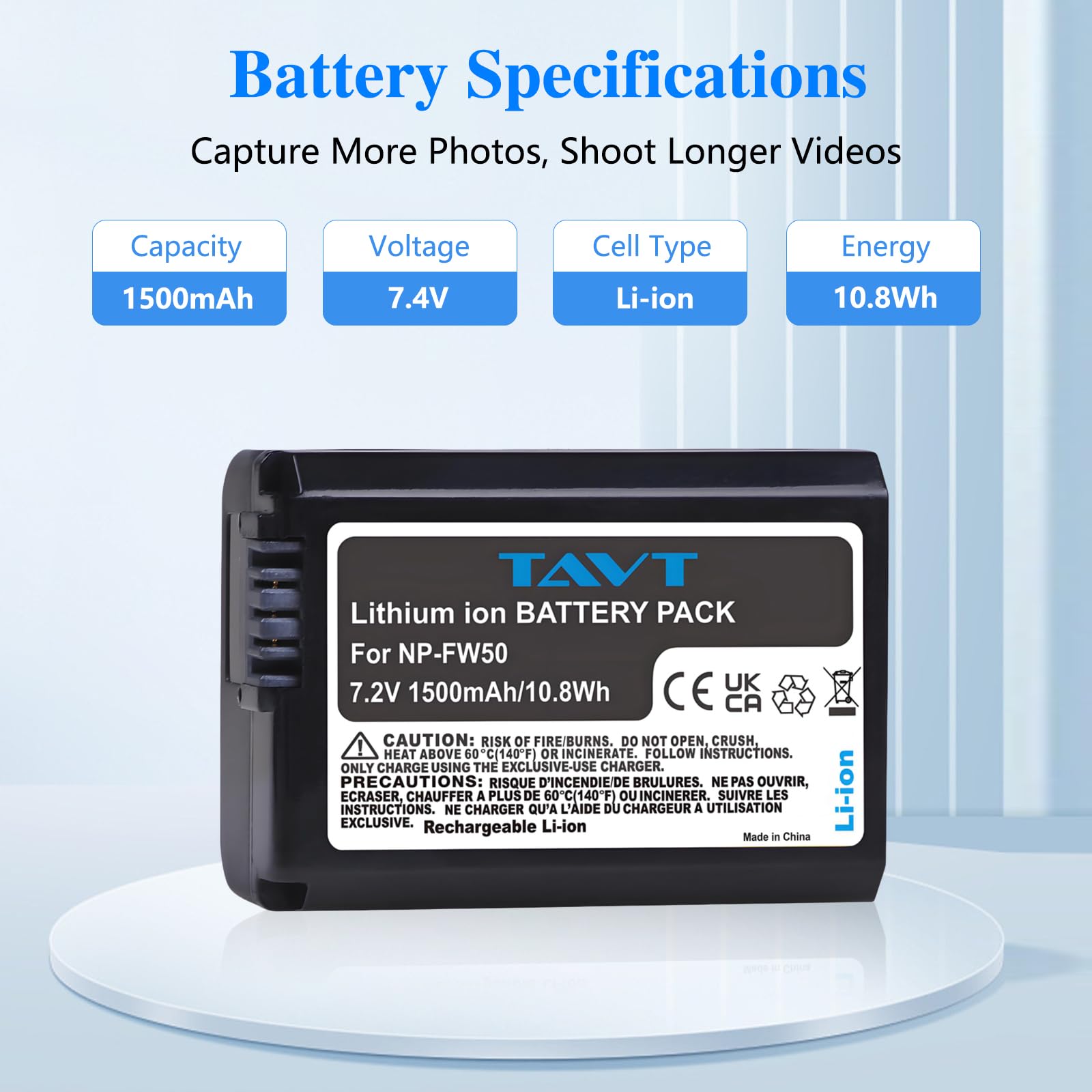 Lot de 2 batteries NP-FW50 et chargeur pour Sony ZV-E10, A6000, A6300, A6500, A6400, A7RII, A7, A7R, A7II, A7SII, A7S, A5000, A5100, NEX-3N, NEX-5, NEX-6, NEX-7, A33, A35, A37, A55, DSC-RX10/II/III/IV