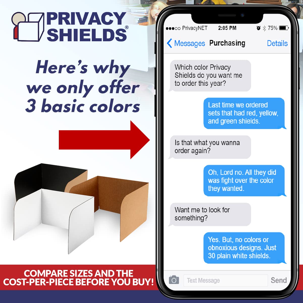 USAMade Privacy Shields (20Pack) 19" (H) x 26" (W) x 24" (D