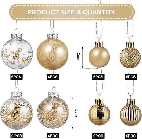 Miniatura 2 de Juego de adornos de esferas de Navidad inastillables para árbol de Navidad, esferas transparentes para árbol de cumpleaños, fiestas, decoración de