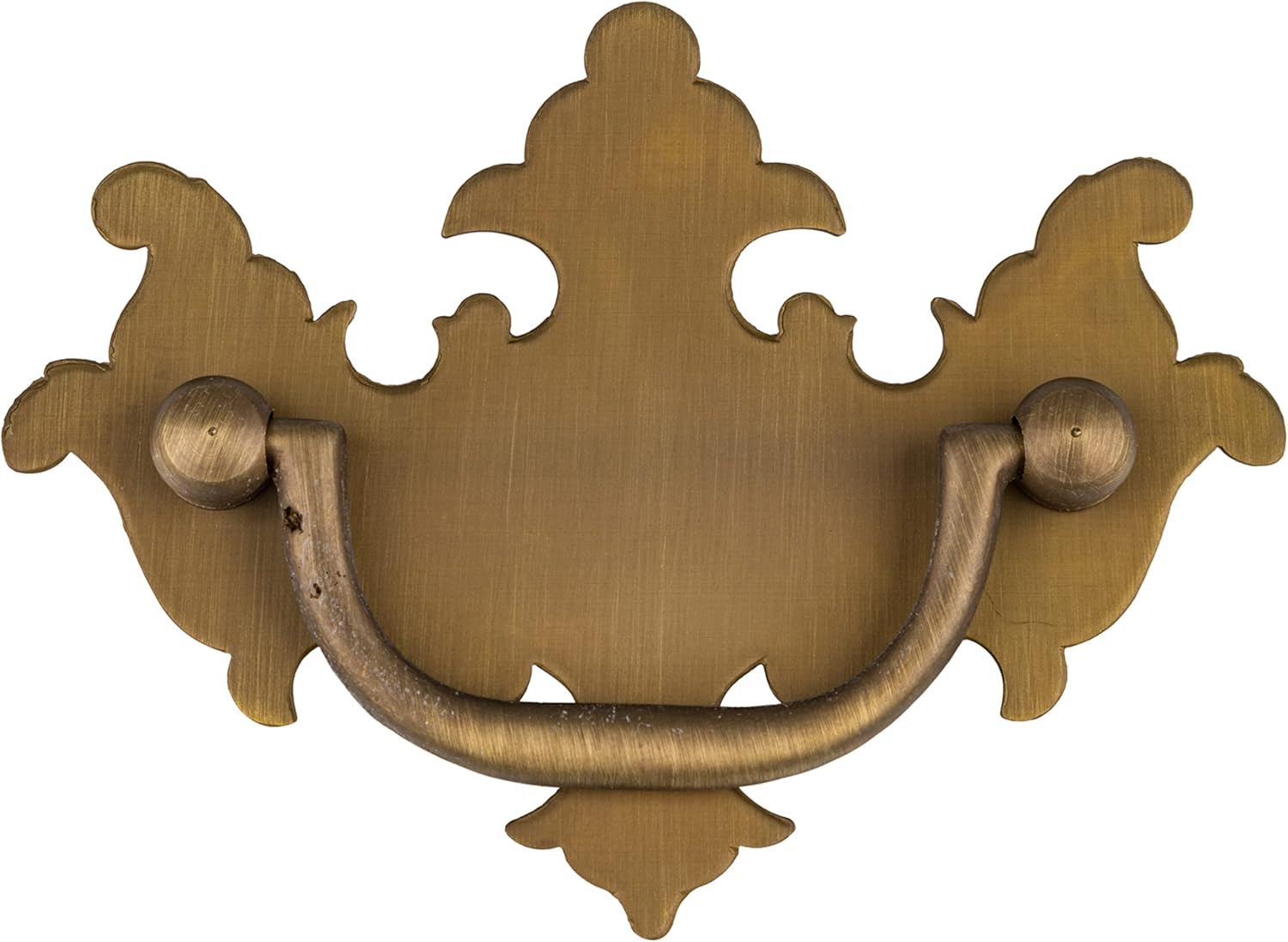 Chippendale Medium Antiqued Brass Drawer Bail Pull | Centers: 2-1/2 | Handle for Antique Cabinet Door, Dresser Drawer, Desk | Reproduction Furniture Hardware | UA-675-AB