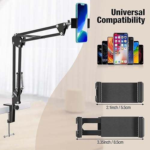 Miniatura 5 de Soporte para teléfono celular, brazo articulado con luz LED USB, soporte flexible para transmisión en vivo, grabación de video, dibujo, cocina