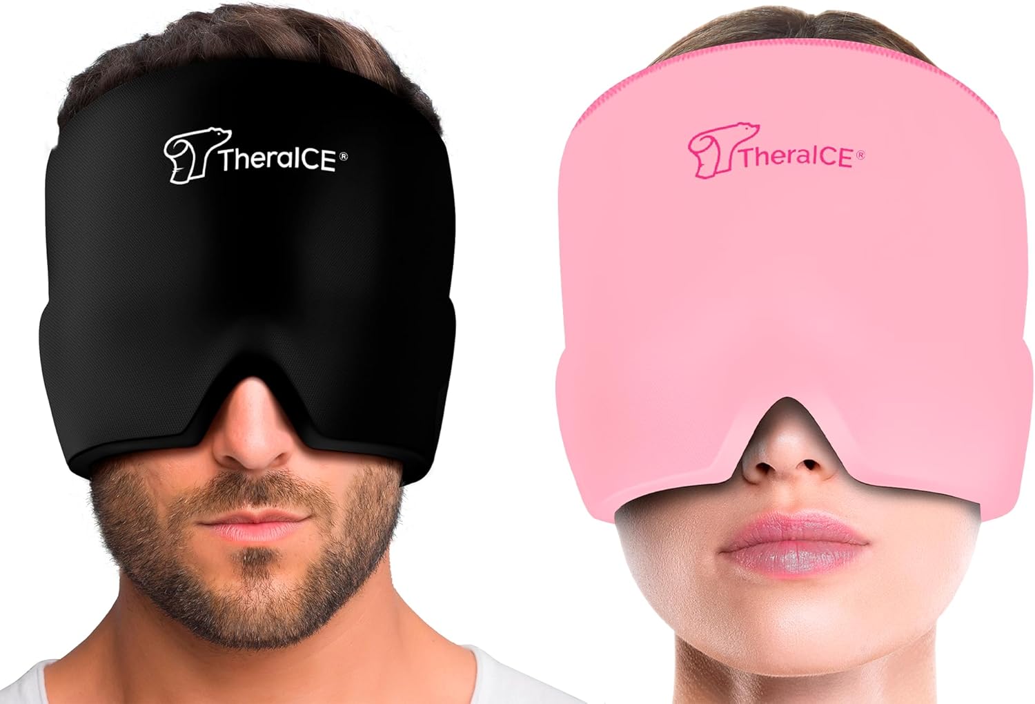 TheraICE Migraine Relief Cap, Soothing Headache Ice Pack Mask Products, Cooling Gel Hat, Face Cold Compress Head Wrap for Tension, Stress & Hangover
