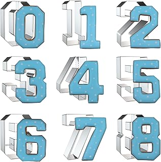 Number Cookie Cutter Set 3 Inch - 9 Piece Large Numbers #0#1#2#3#4#5#6 (#9) #7#8 Shapes Biscuit Fondant Baking Mold - Stai...