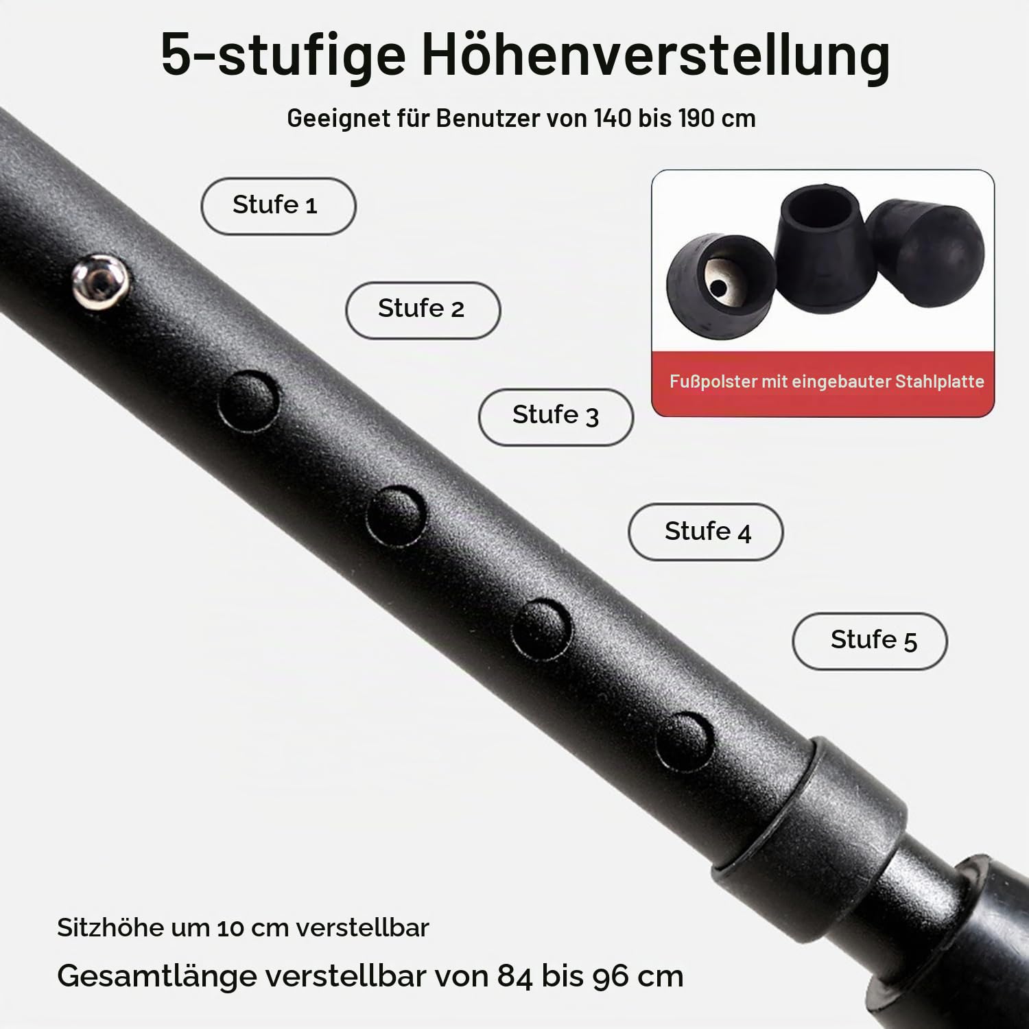 Gehstock Mit Sitz,Sitzstock,Mit 3 Beinen,Faltbarer Mit Ständer,120kg Gewichtskapazität,In Fünf Positionen Höhenverstellbar,Für Ältere Menschen, Behinderte Und Ruhende