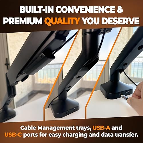 Miniatura 6 de Elevate Pro - Soporte de computadora portátil de alta resistencia para escritorio (11"-17.3" - máx. 26 libras) Soporte de brazo de resorte de gas