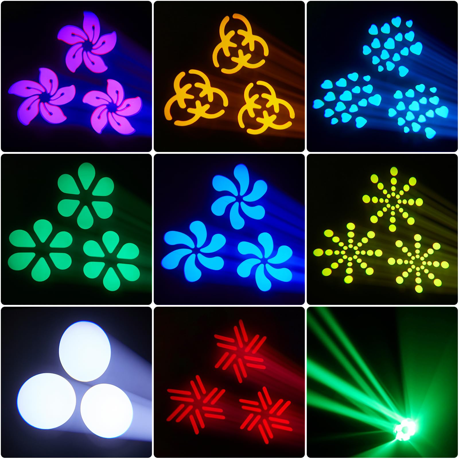 150W Teste mobili LED 6 Bee Eye Luci Discoteca Prisma Effetto Luce Illuminazione Palcoscenico RGBW Stroboscopica con 8 Gobos per Feste Bar Club Matrimoni Chiesa Live Band