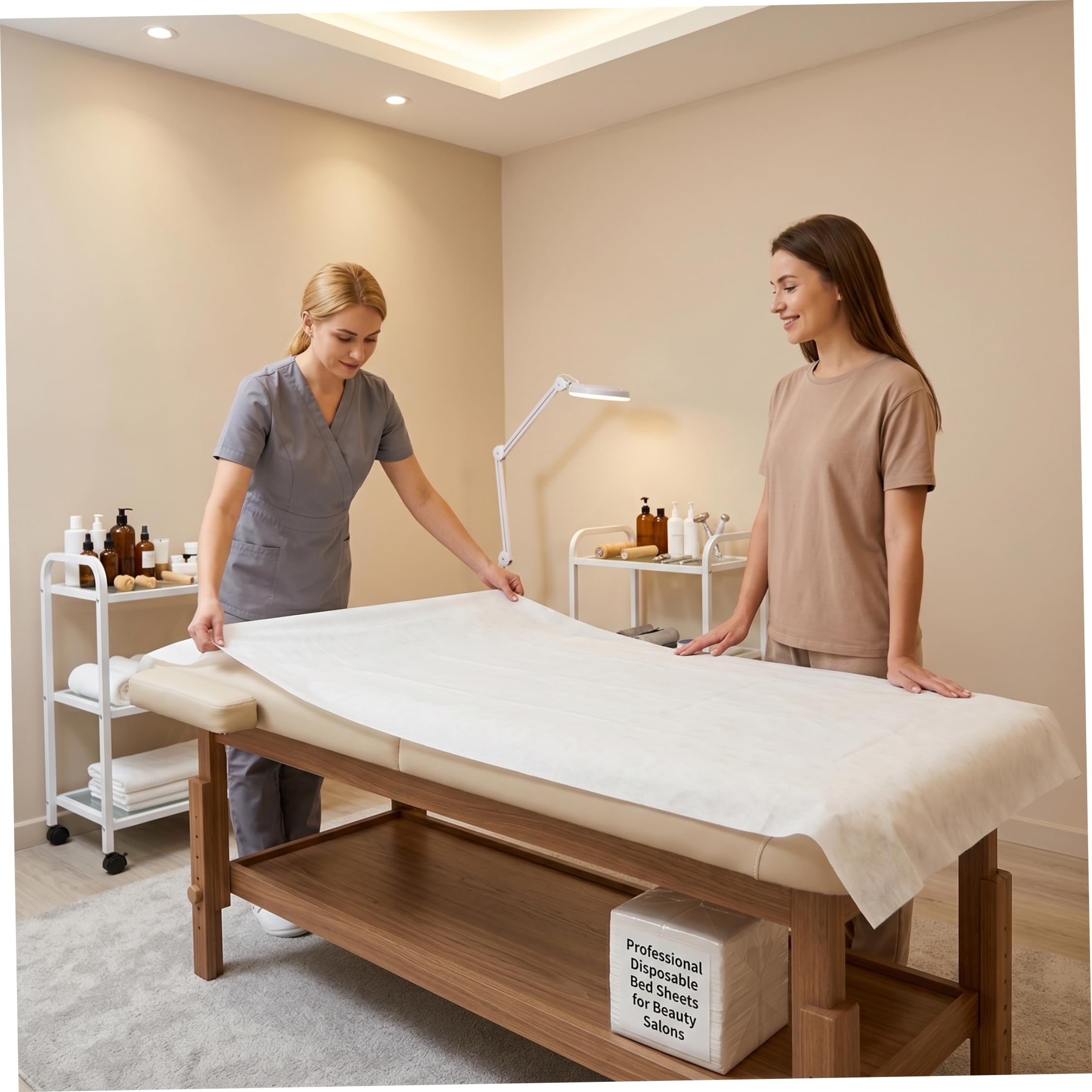 100 Sábanas Desechables, Funda de Cama de Masaje Impermeable a Prueba de Aceite con Sábanas No Tejidas con Orificio para la Cara para Salón de Belleza Spa, 31.5x71 Pulgadas, Desechables