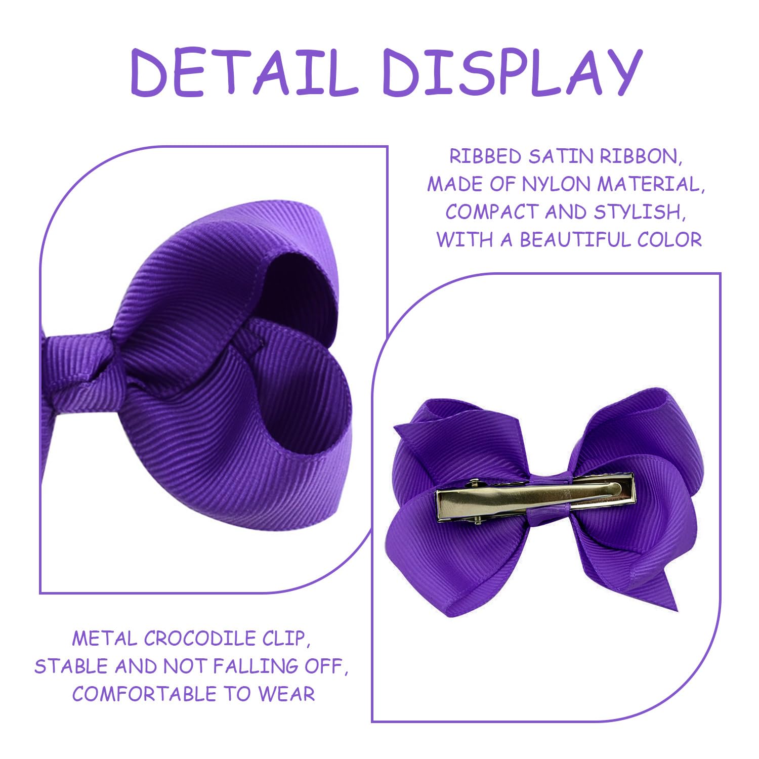 4 Purple Hair Accessories, 50 Pieces Of Women'S Hair Ties, Women'S Bow Hair Clips, Girls' Bow Hair Accessories - Image 3
