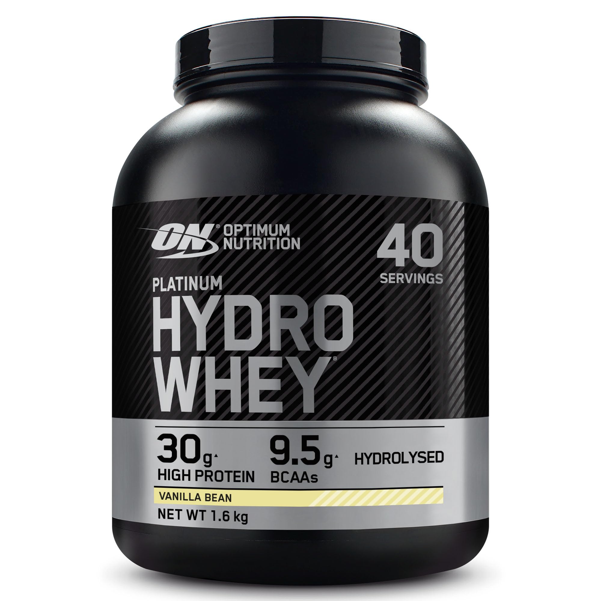 Optimum Nutrition Platinum Hydro Whey, Isolat de whey protéine hydrolysée en poudre avec acides aminés essentiels, glutamine et BCAA, goût Gousse de vanille, 40 portions, 1,6 kg