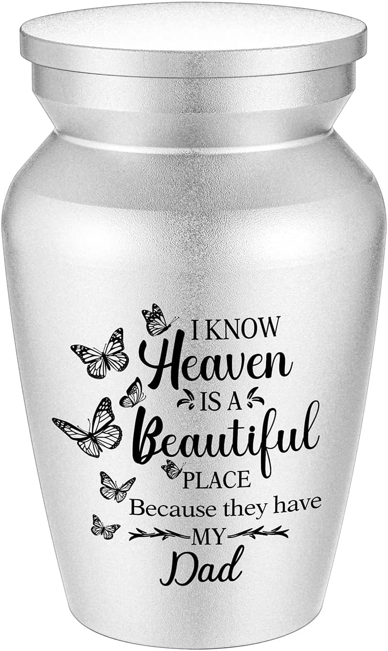 Small Urns for Human Ashes for Dad Aluminium Mini Keepsake Urn Butterflies Small Cremation Urns for Ashes Memorial Ashes Keepsake-Silver