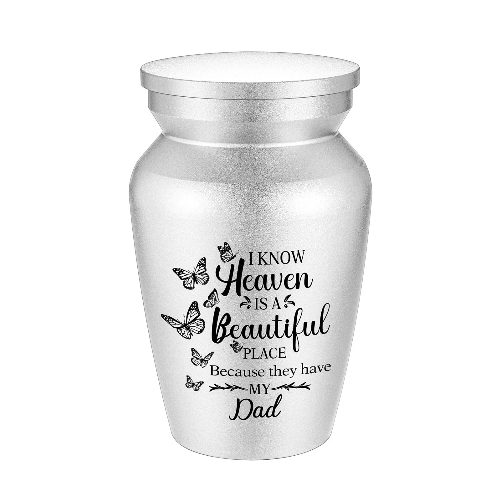 Small Urns for Human Ashes for Dad Aluminium Mini Keepsake Urn Butterflies Small Cremation Urns for Ashes Memorial Ashes Keepsake-Silver