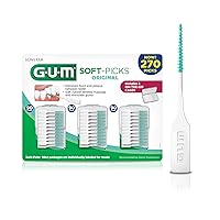Vista 10 de GUM Soft-Picks Original, púas dentales para la limpieza de los dientes, cepillos interdentales desechables con práctico estuche de transporte, púas