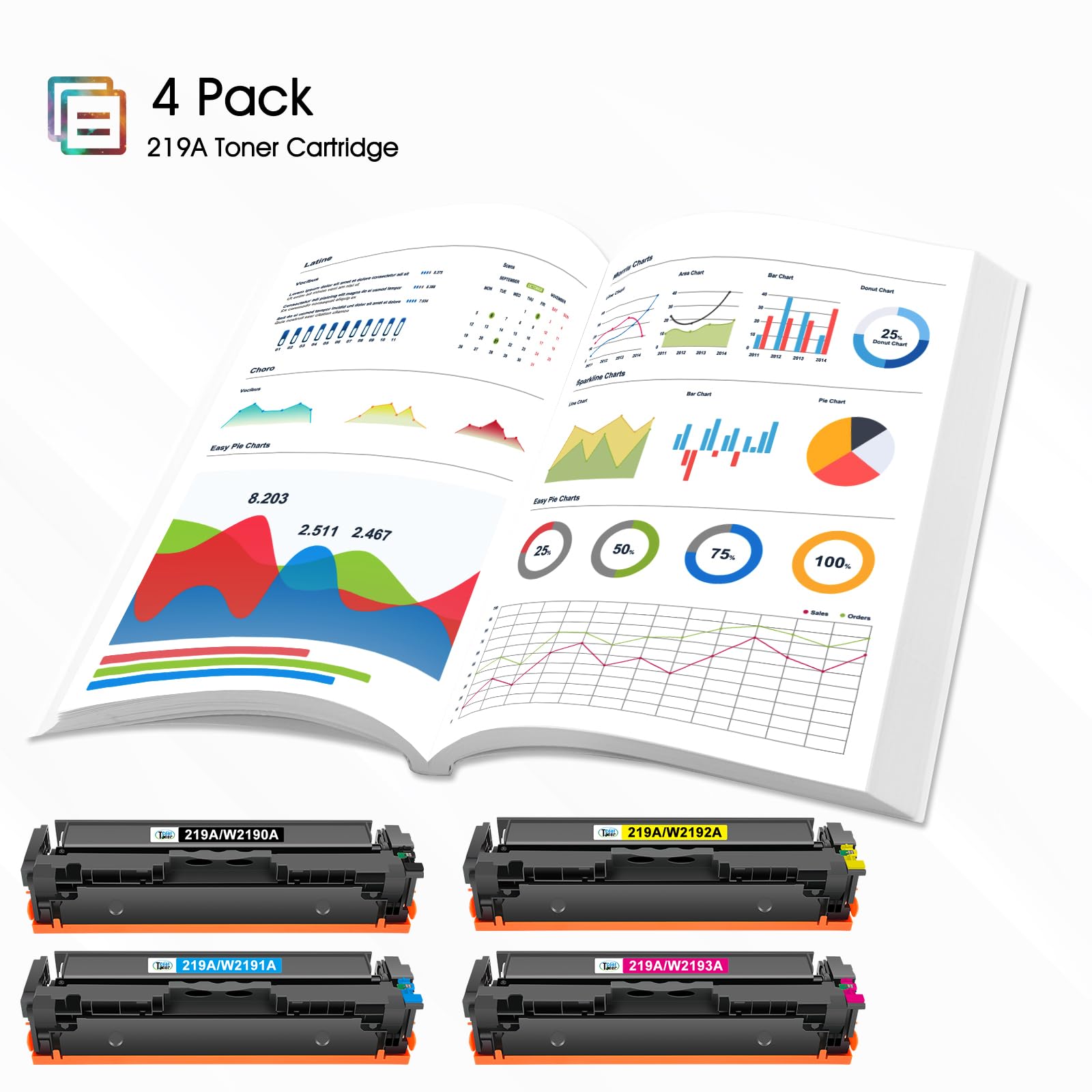 219A 219X Compatibili per HP 219A MFP 3302FDWG 3302SDWG Toner Con Chip | Compatibili per Color LaserJet Pro 3302SDWG 3302FDWG 3302FDNG 3302FDW 3302SDW 3302FDN 3202DN 3202DW Nero Ciano Giallo Magenta