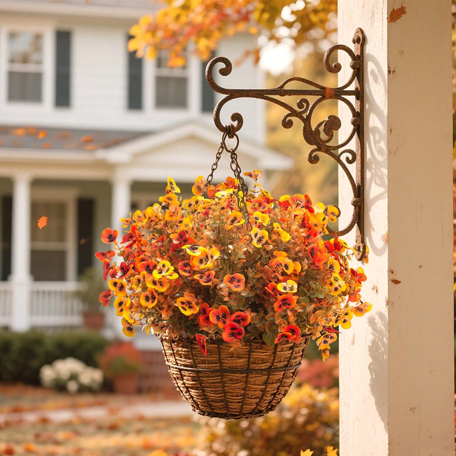 12 Bundles Artificial Flowers Outdoor Fake Fall Flowers for Outside Decoration UV Resistant Plastic Faux Plants for Garden Window Porch Balcony Fall Wedding Thanksgiving Decor(Mix) - Image 6