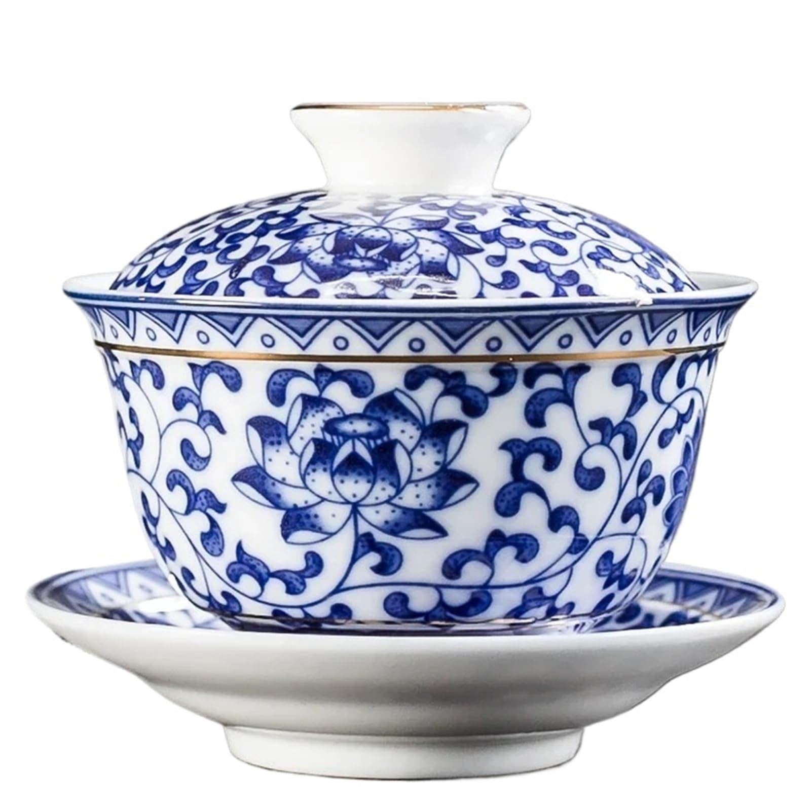 Jingdezhen - Taza infusora de té de porcelana azul y blanca, hecha a mano, taza de té de cerámica para viaje, portátil, juego de té para el hogar, 160 ml (A1)