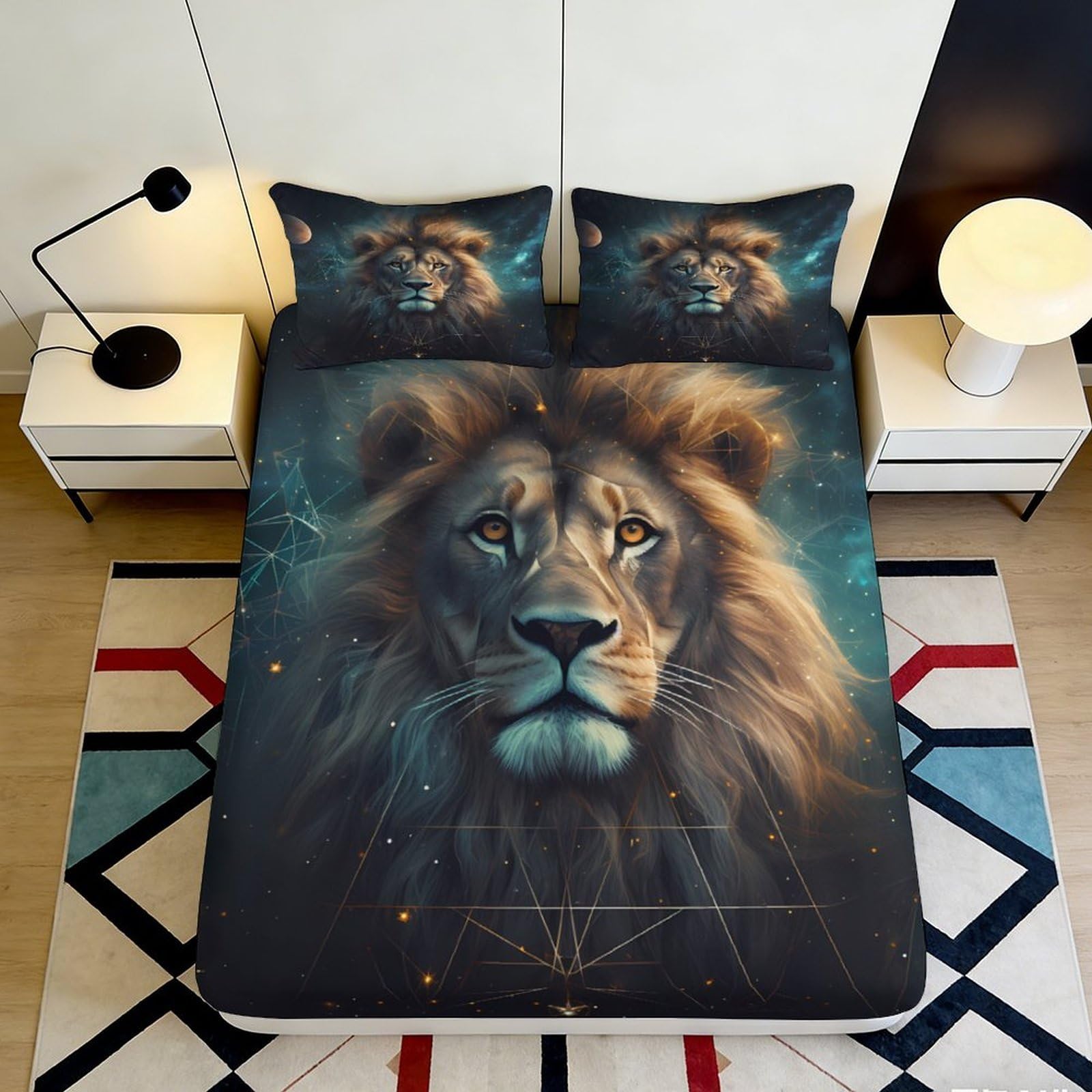 Pnayamiorkfel Style-4 3D Printed Majestic Lion Fitted Sheet Microfiber Bedroom Decor Wild Animal Bed Cover For Home Guest Room 90X200x25cm