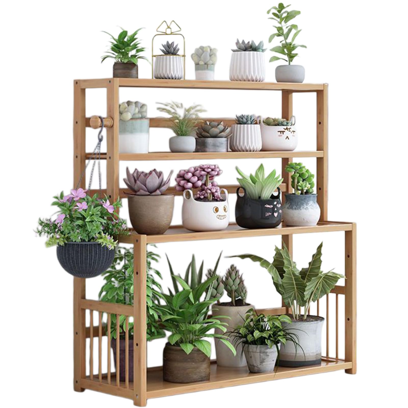 Support à plantes d'intérieur en bambou pour organiser les mini succulentes