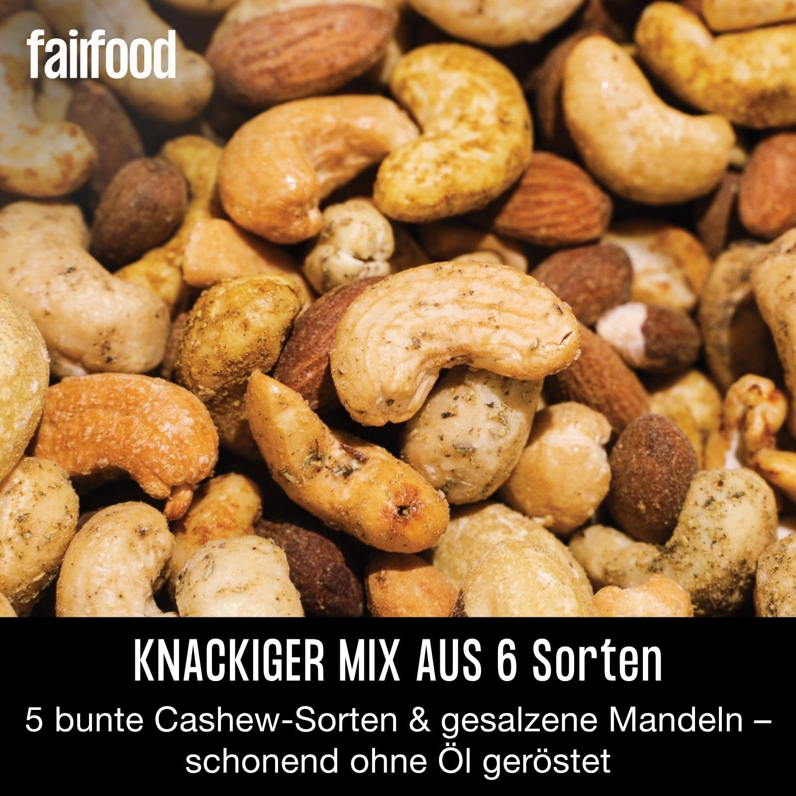 fairfood Freiburger Nuss-Mix geröstet & gesalzen (500 g) – Bio, Fair gehandelt & Vegan – Nussmischung mit Cashews & Mandeln – Ohne Öl geröstet in eigener Manufaktur