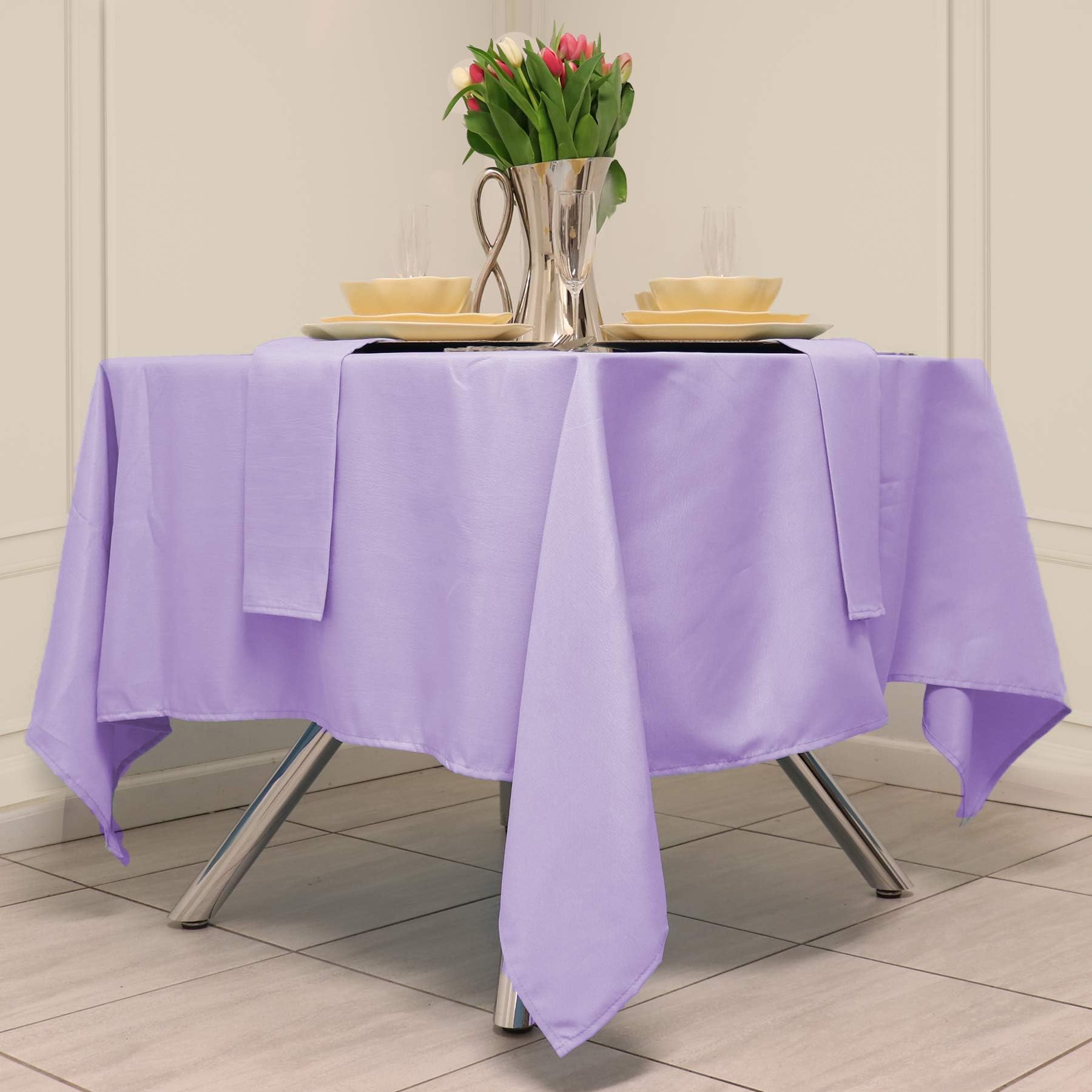 Kadut Square Tablecloth 52 x 52 Inch Lavender Square Table Cloth for Square or Round Table | Heavy Duty | Washable Tablecloth for Parties, Weddings, Kitchen, Restaurant, Wrinkle-Resistant Table Cover