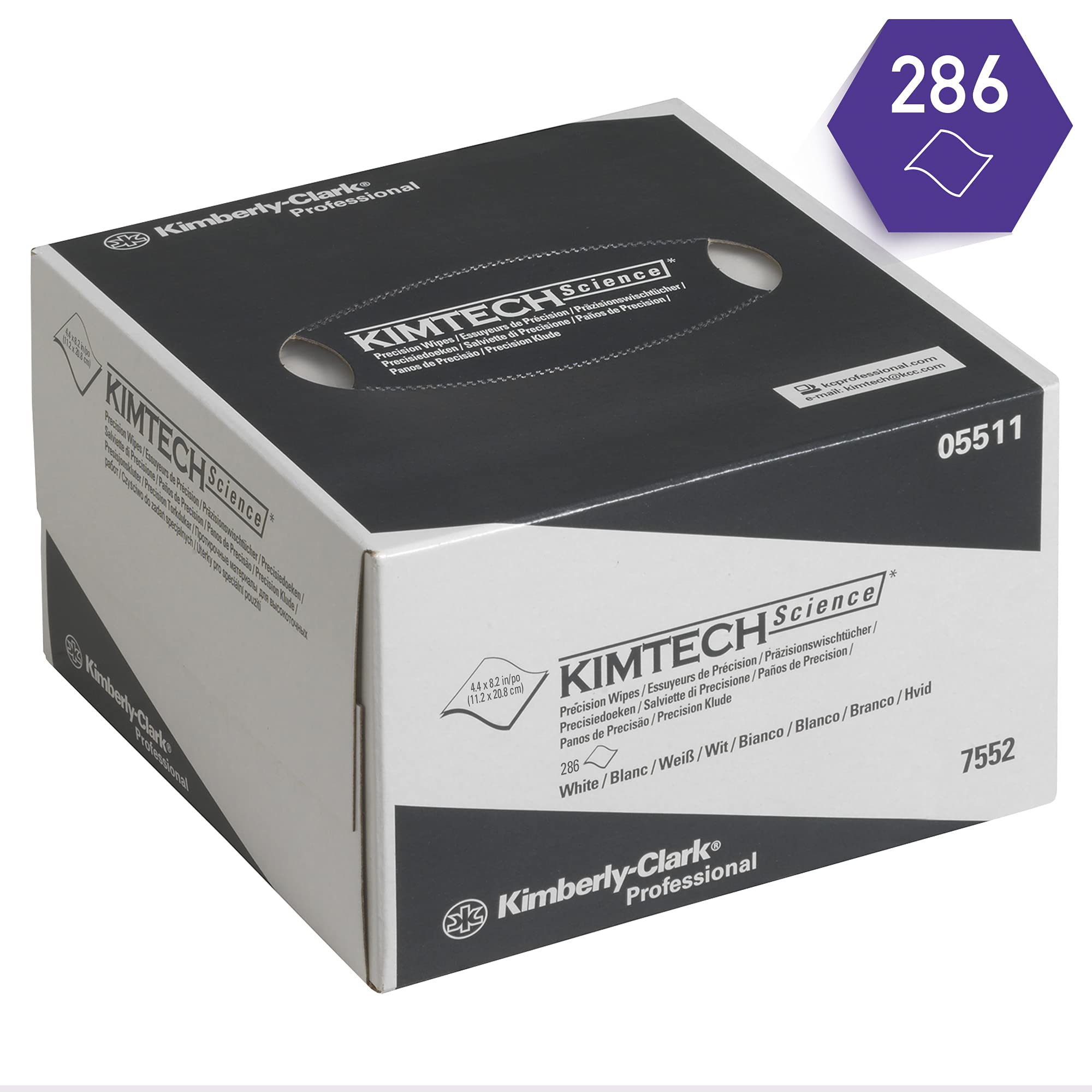 Essuyeurs de précision Kimtech Science 7552 - 30 boîtes distributrices de 286 essuyeurs blancs petit format, 1 épaisseur = 8 580 formats