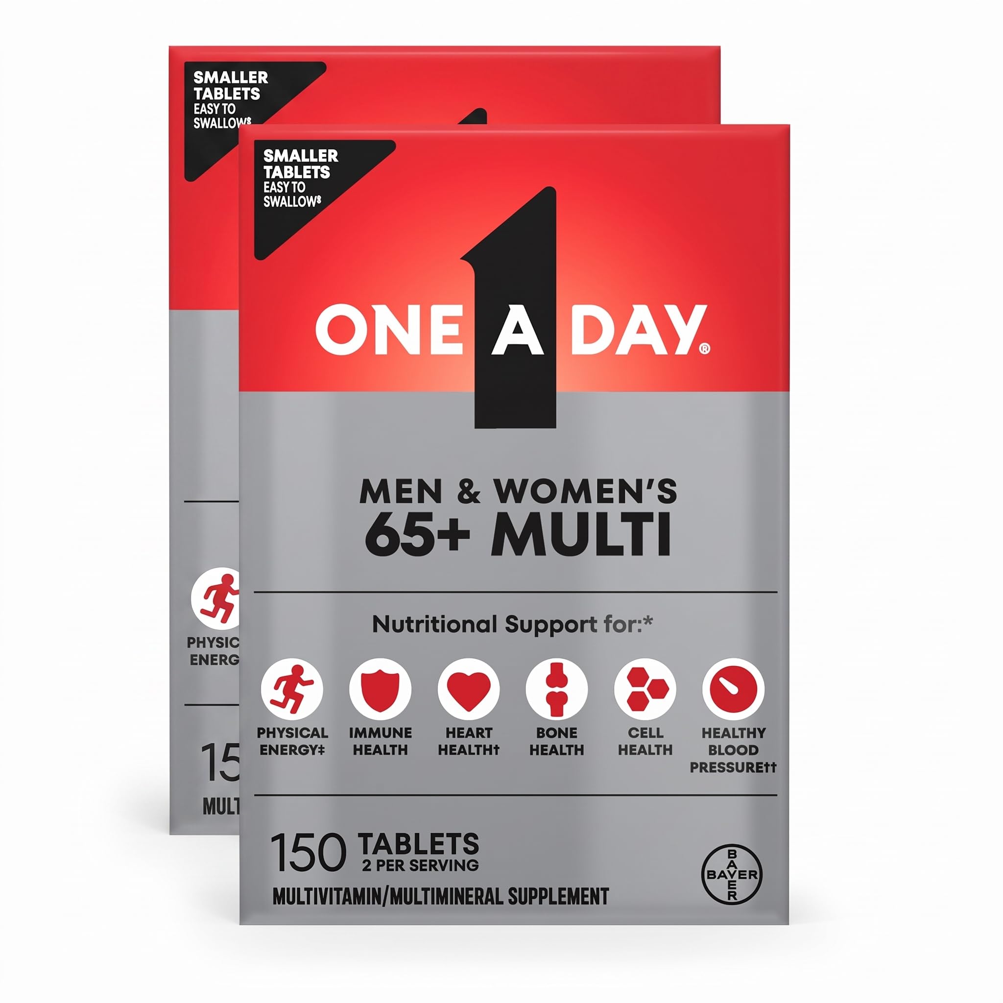 One A Day Proactive 65+, Mens & Womens Multivitamin, Supplement with Vitamin A, C, D, and Zinc to Support Bone Health & Cell Health, Calcium, Folic Acid, Tablet 150 Count — Amazon image 9