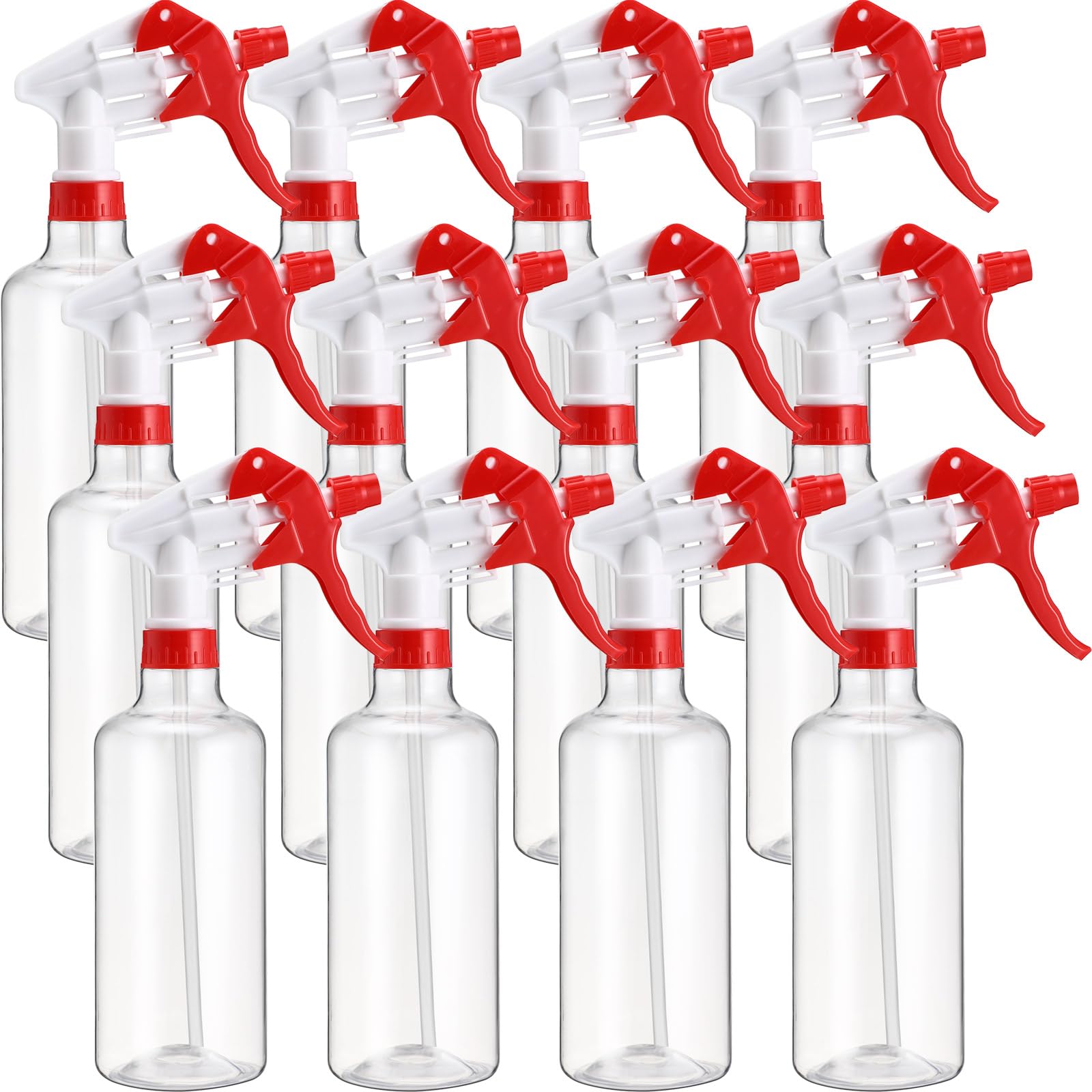 Eccliy 12 Pcs 16 Oz Plastic Spray Bottle, Adjustable Empty Reusable Sprayer for Cleaning, Planting, Water, Bathroom and Kitchen, BBQ, Commercial and