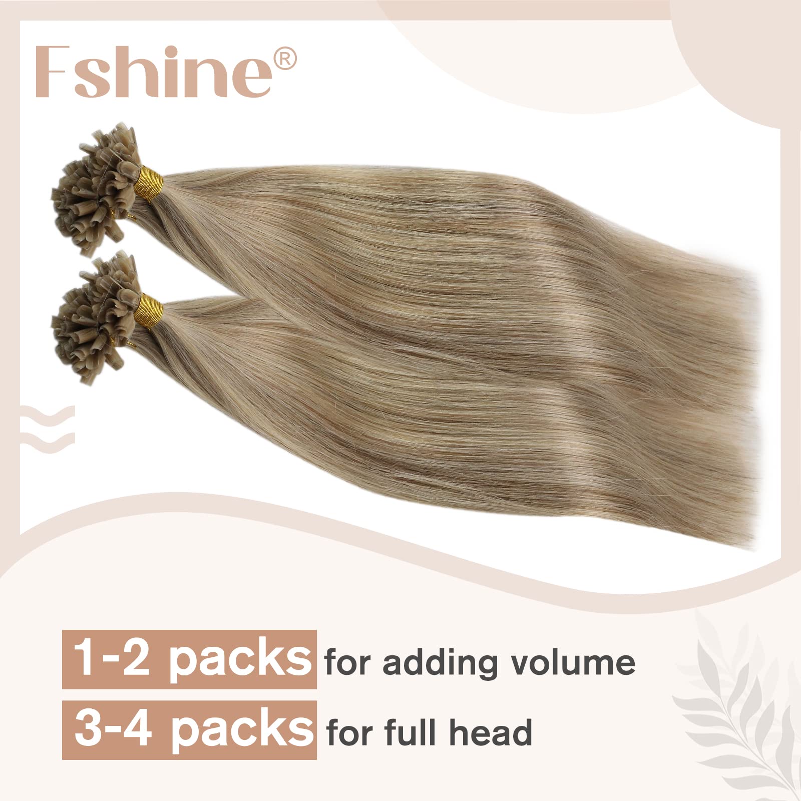 Fshine Capelli Veri Per Cheratina 50CM 50g Extension Lisci 1g/ciocca Extension Keratin Capelli Golden Bionda Highlight Biondo Chiaro Real Hair Long Extension Remy Hair #16P22