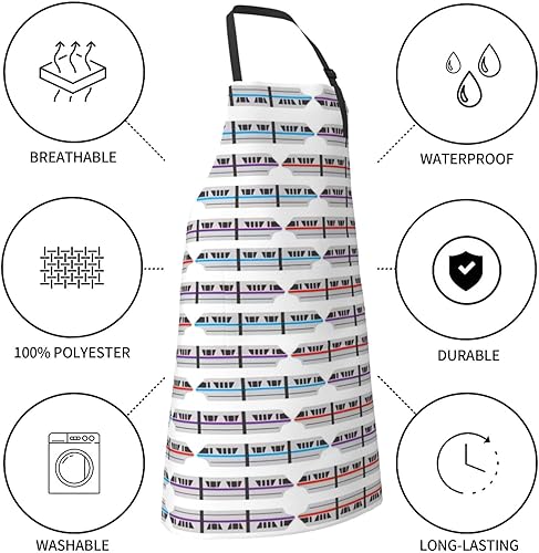 Miniatura 7 de Océano Imprimir Delantal Impermeable Ajustable Con 2 Bolsillos Para Cocinar Hornear BBQ Jardinería