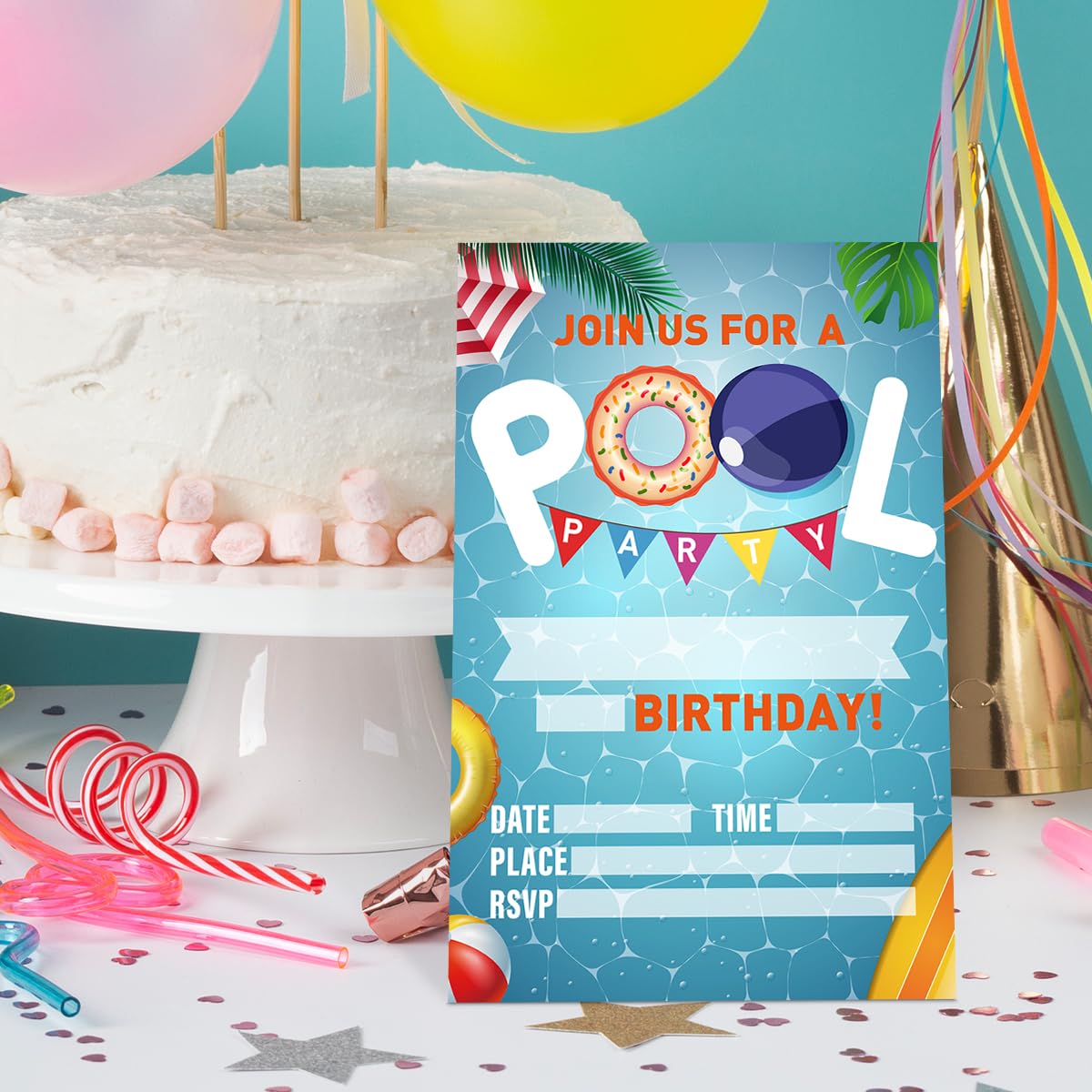 Yangmics Pool-Party Einladungen – 30 Stück Mit Umschlägen, Sommer-Motive Für Kindergeburtstage & Partys