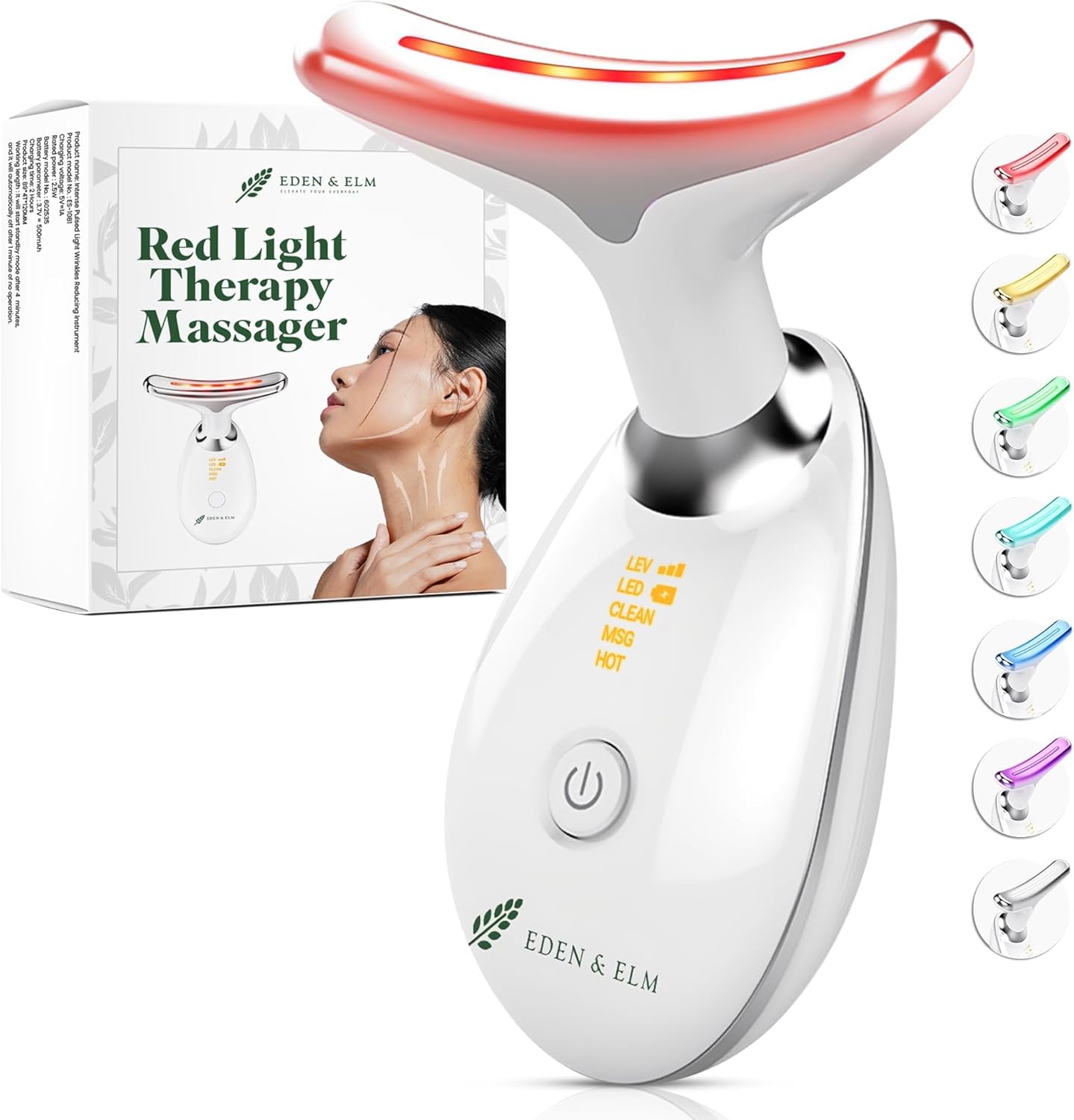 Eden & Elm – Face and Neck Lifting Red Light Massager, Full Body Lymphatic Drainage Massager, Targets The Appearance of Wrinkles & Stretch Marks, Compact 7-Colors Wireless Beauty Tool Eden & Elm – Face and Neck Lifting Red Light Massager, Full Body Lymphatic Drainage Massager, Targets The Appearance of Wrinkles & Stretch Marks, Compact 7-Colors Wireless Beauty Tool