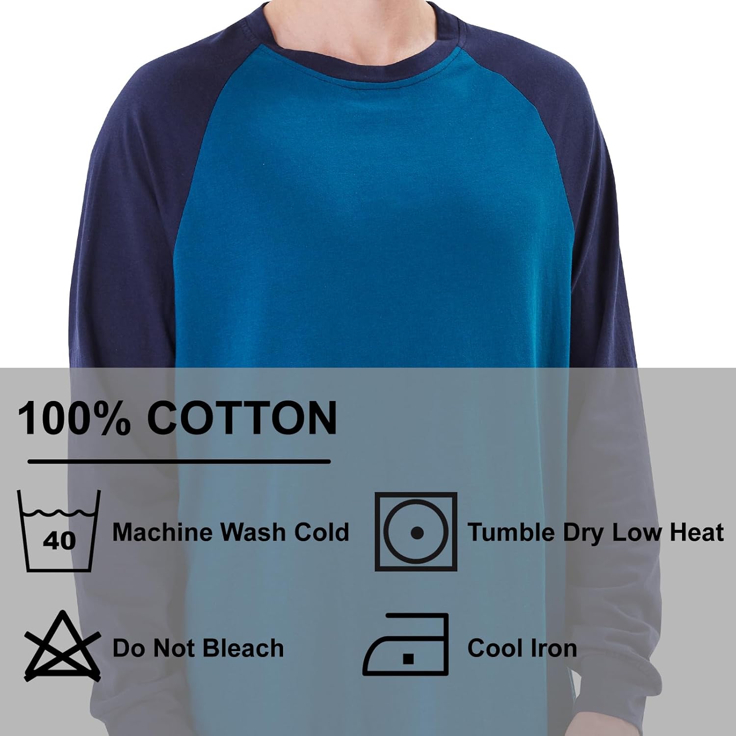 Keyocean Mens Cotton Nightgown Soft Lightweight Long Sleeve Sleepshirt Crew Neck & Pockets Comfortable Lounge Nightwear - Image 6