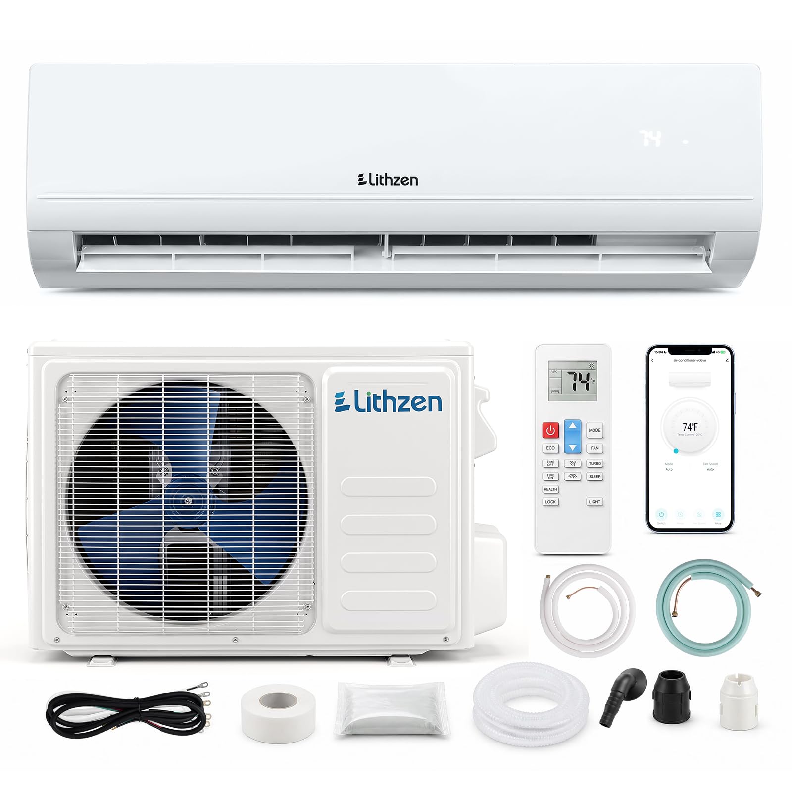 24000 BTU Mini Split AC/Heating System, 17 SEER2 208/230V