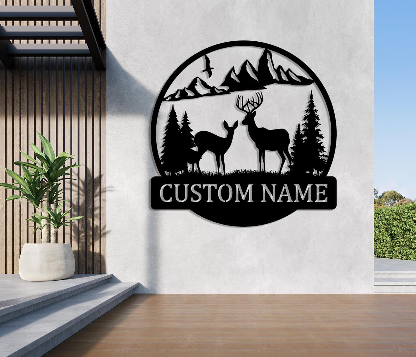 Personalized Outdoor Metal Deer Sign, Personalized Metal Family Name Wall Art Decor, Last Name Signs, Presents for Farmer, Cottage Decor, Cabin Decor
