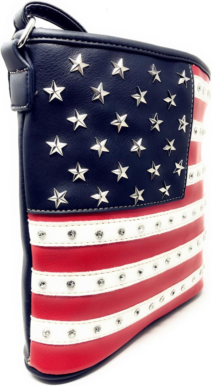 Texas West American Flag Rhinestone Women's Handbags Purse Wallet Set in Multi-Color - Image 8