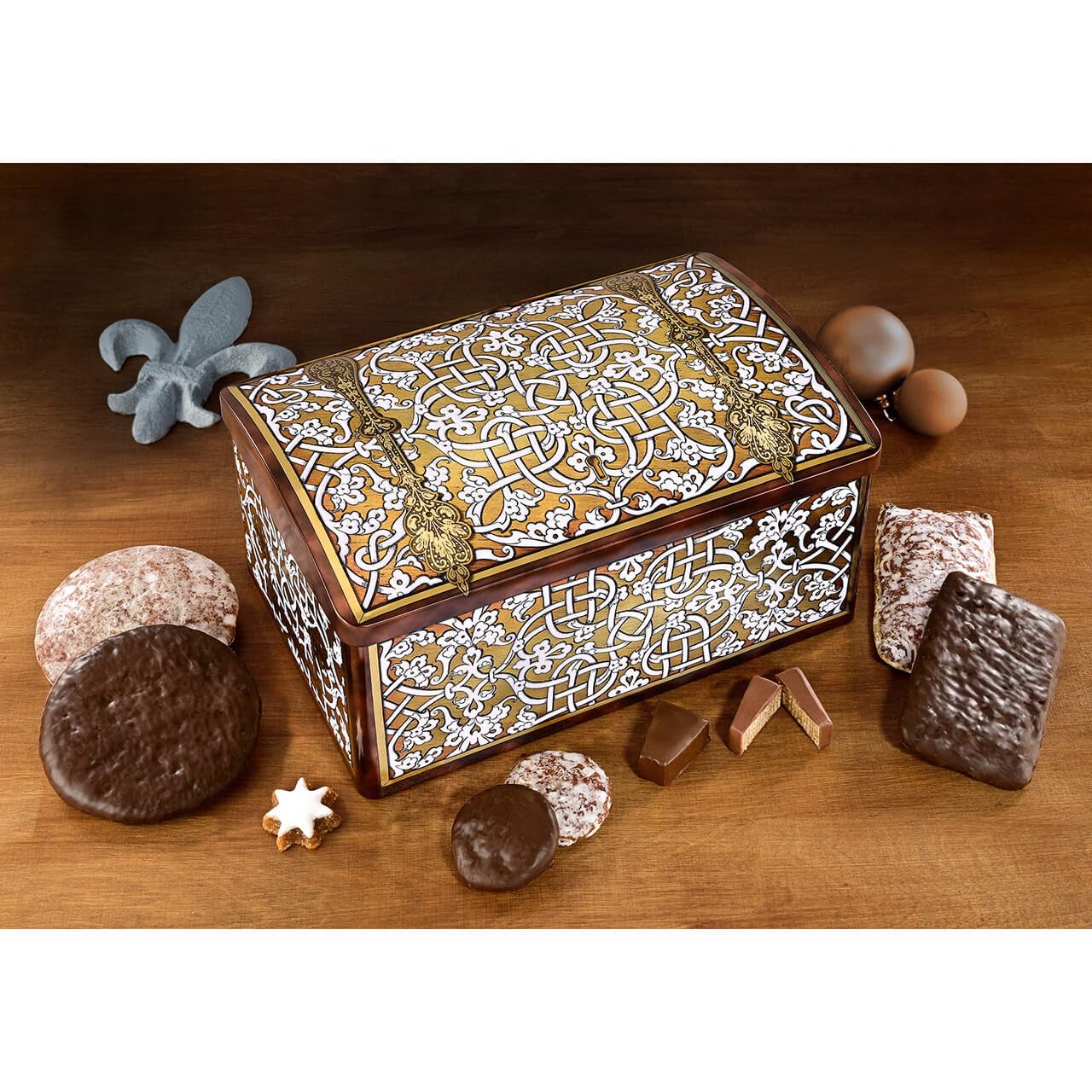Ornament Geschenktruhe mit Lebkuchen, ca. 1.150 g, Weihnachten