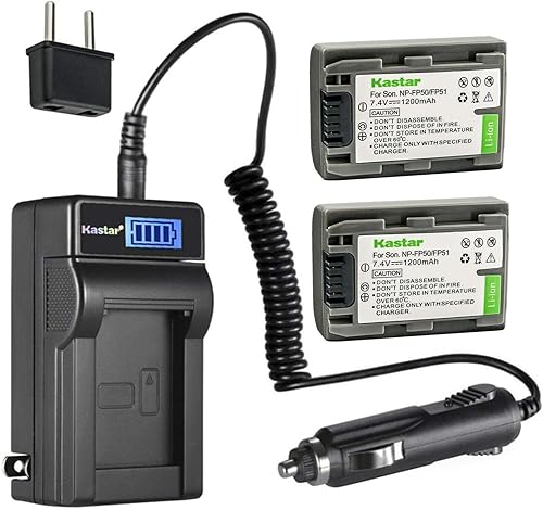 Miniatura 7 de Kastar Paquete de 3 baterías NP-FP50FP51 y cargador de CA LCD compatible con Sony DCR-HC36, DCR-HC39, DCR-HC40, DCR-HC41, DCR-HC42, DCR-HC43,