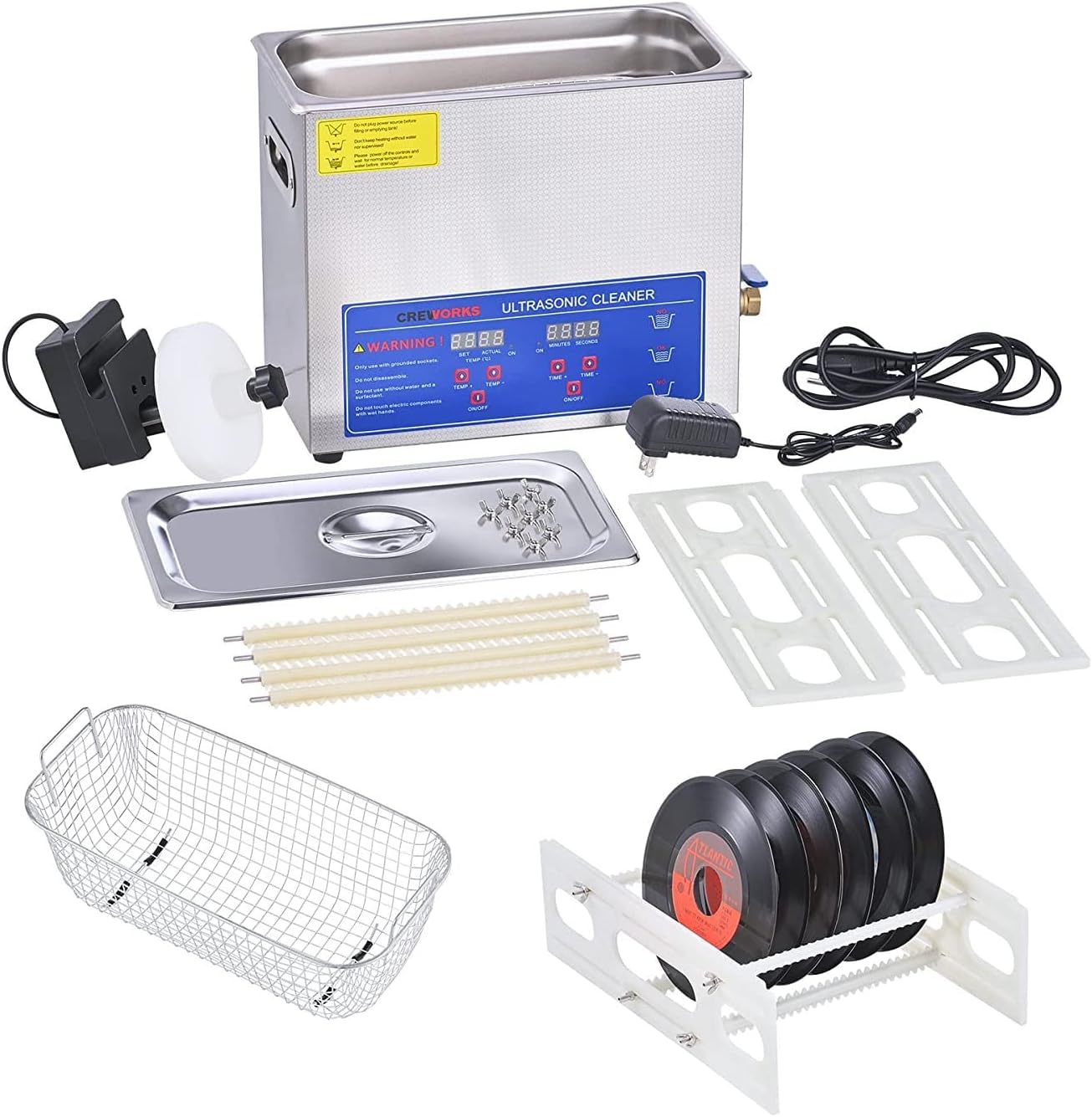 Ultrasonic Cleaner Vinyl Record Cleaning Kit, 6L Portable Ultrasonic Cleaner with Digital Timer and Heater, Vinyl Record Cleaning System to Clean Professionally