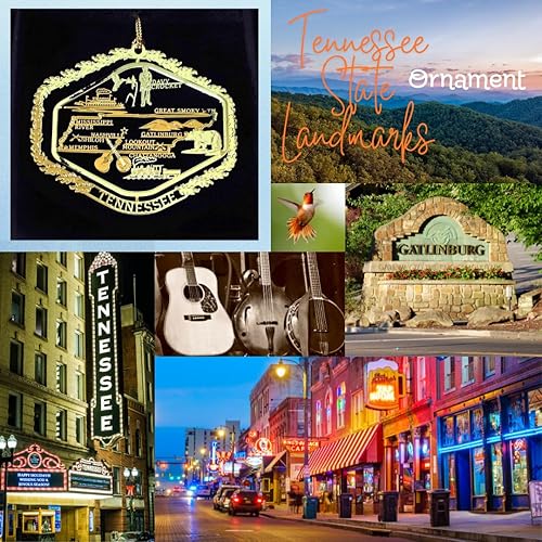 Miniatura 2 de Caja de regalo de cuero sintético negro con adorno de latón del estado de Tennessee