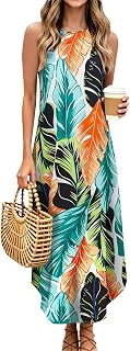 Halife Women's Summer Halter Maxi Dress Casual Sleeveless Long Sundress