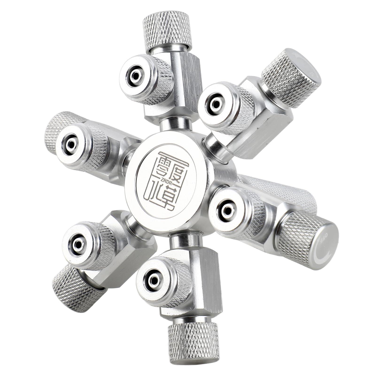 Wakects Aquarium CO2 Regulator Verteiler Nadel Aquarium CO2 Splitter Verteiler Aquarium CO2 Verteilerschlauch aus Aluminiumlegierung und Kupfer mit 2 Ausgängen und Feineinstellventil für (6 Way