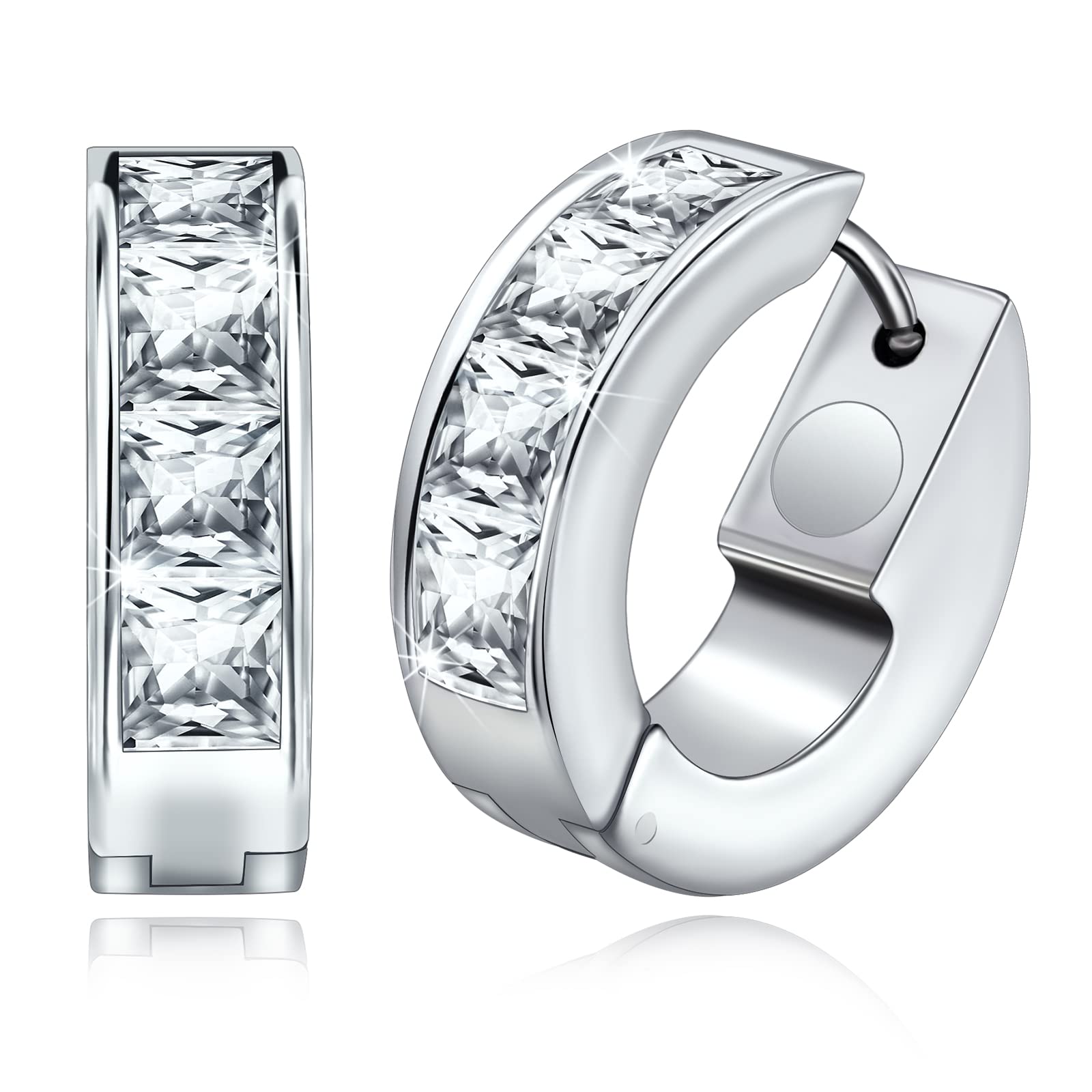JEROOT Titan Magnettherapie Ohrringe für Damen, Creolen Sterling Silber mit Zirkonia (3500 Gauss)